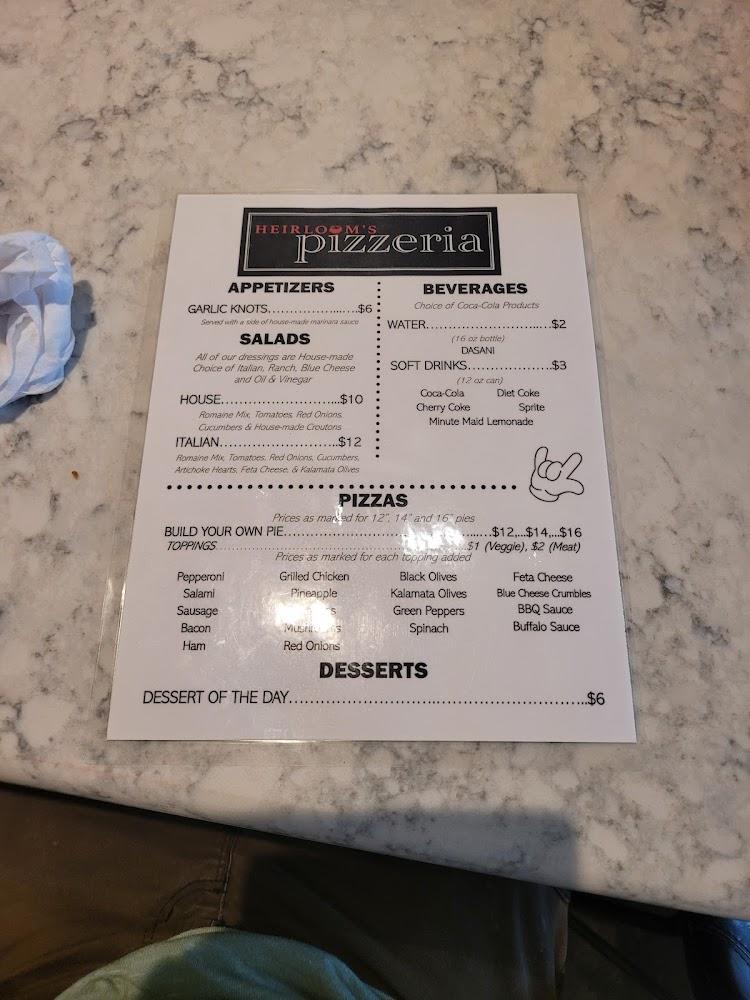 Heirloom's Pizzeria Menu image 4